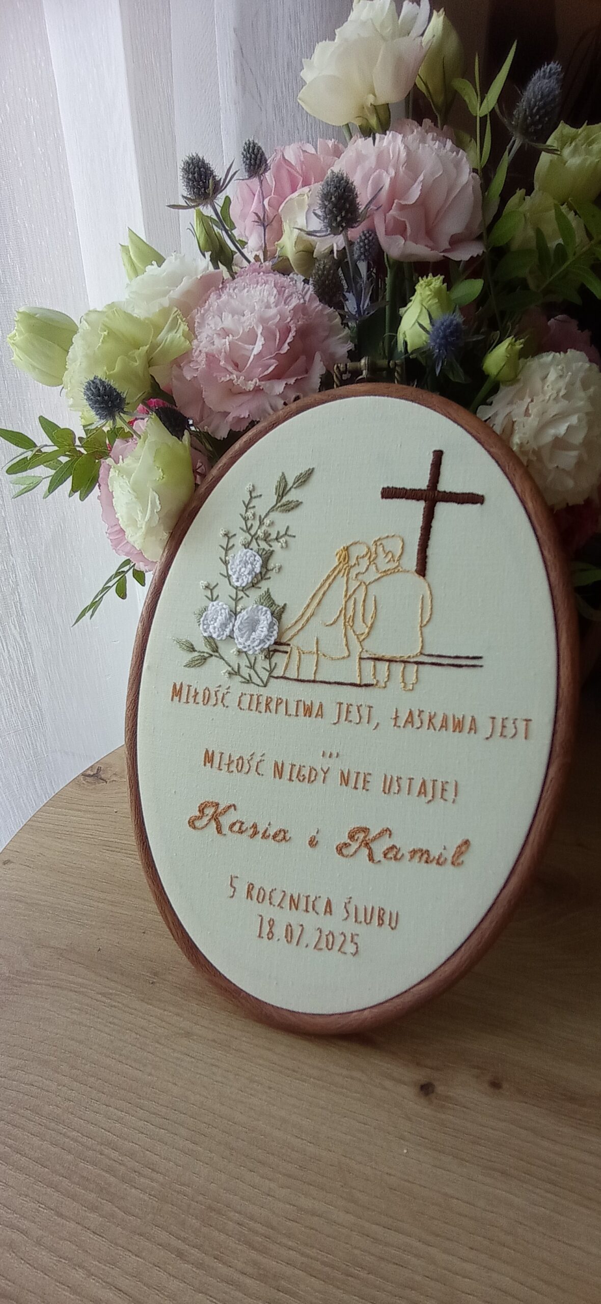 pamiatka ślubu rocznica ślubu haft prezent personalizowany para młoda pamiatka na całe życie prezent od najbliższych